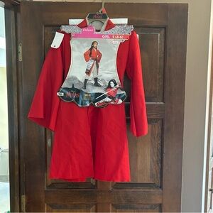 Disney Mulan Deluxe Costume Girls Small 4-6 Disguise Includes Tunic, Pants, Belt
